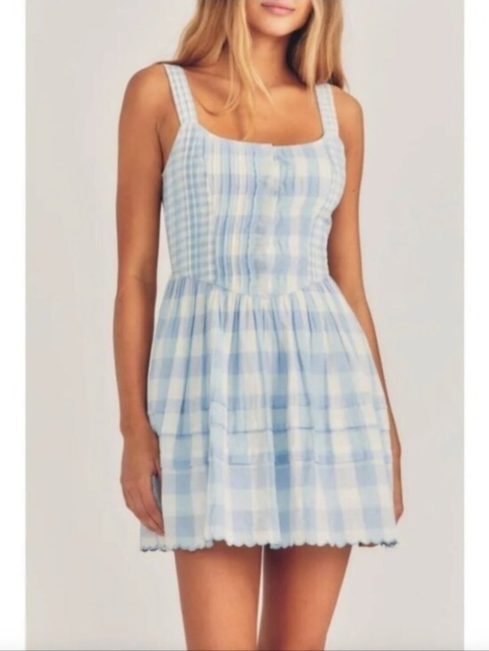 LoveShackFancy Blue and White Gingham Sundress